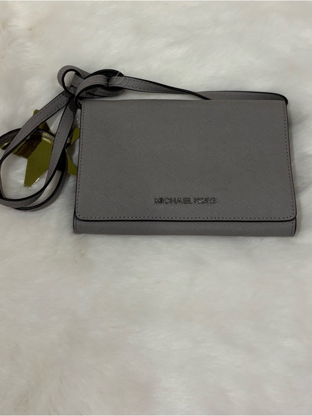 Michael Kors Gray Saffiano Leather Crossbody Wallet